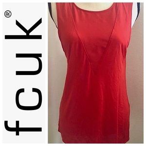 FRENCH CONNECTION Sleeveless Top w/Crepe V-Neck